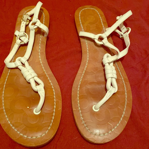 Coach Shoes - Coach Sawyer White Thong sandals women’s size 9.5